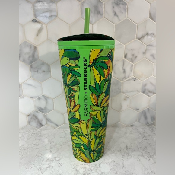 Starbucks Other - Starbucks + FARM Rio Colorful Green Floral Tumbler - Venti 24 oz
